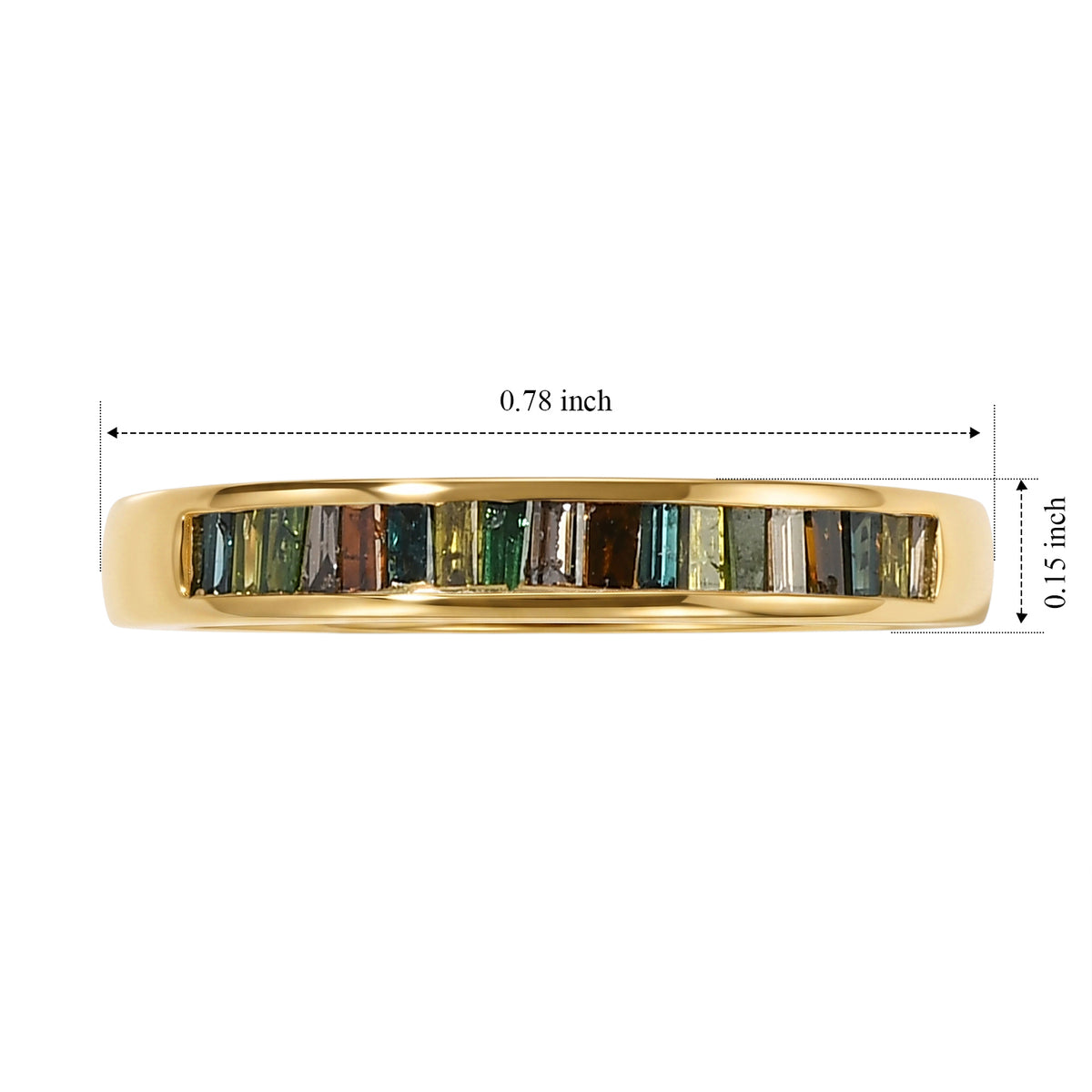 New York Close Out Deal - Earth Mined Multi Diamond Band Ring in Yellow Gold Plated Sterling Silver 0.25 Ct. 8751792 6