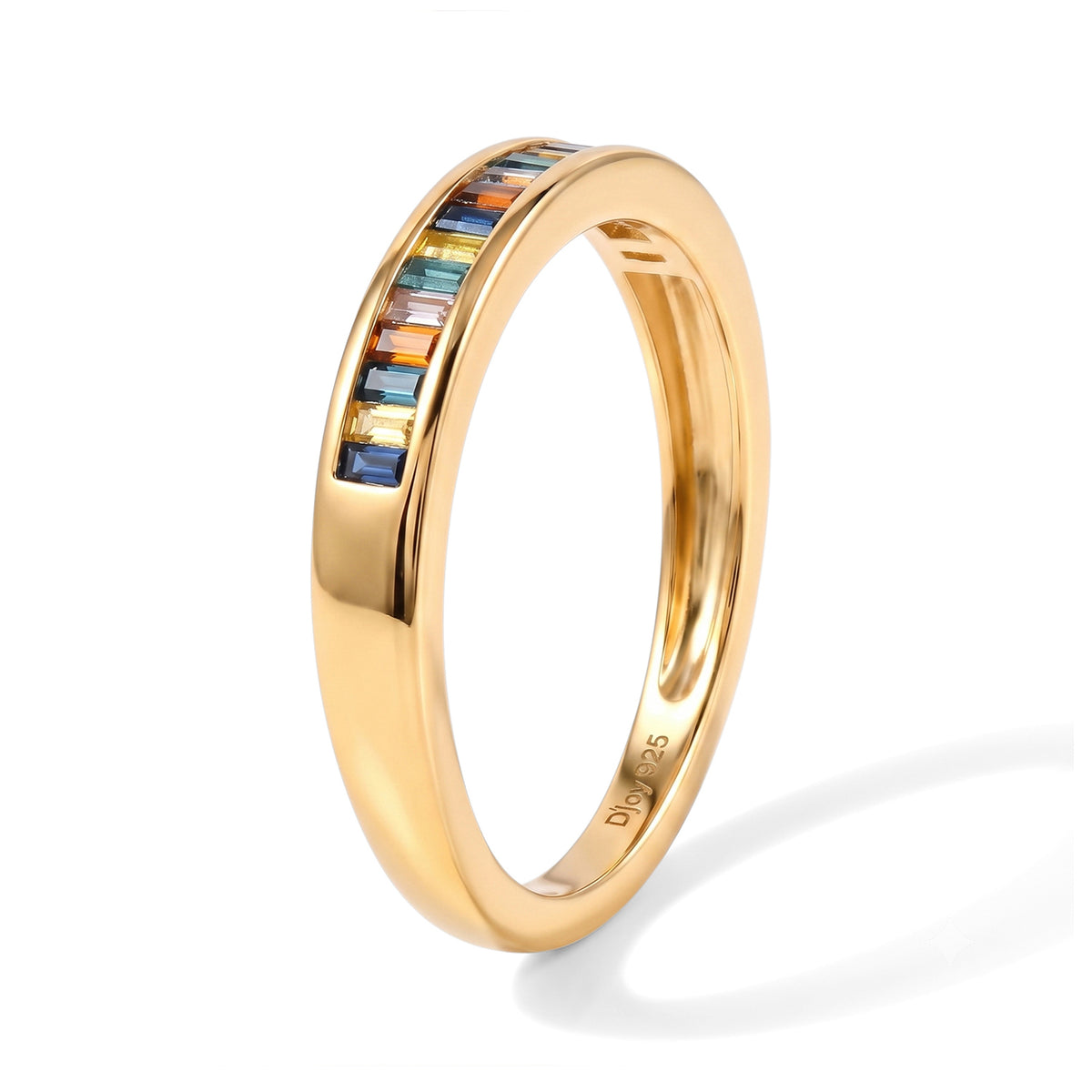 New York Close Out Deal- - Earth Mined Multi Diamond Band Ring in Yellow Gold Plated Sterling Silver 0.25 Ct. V32702638 4