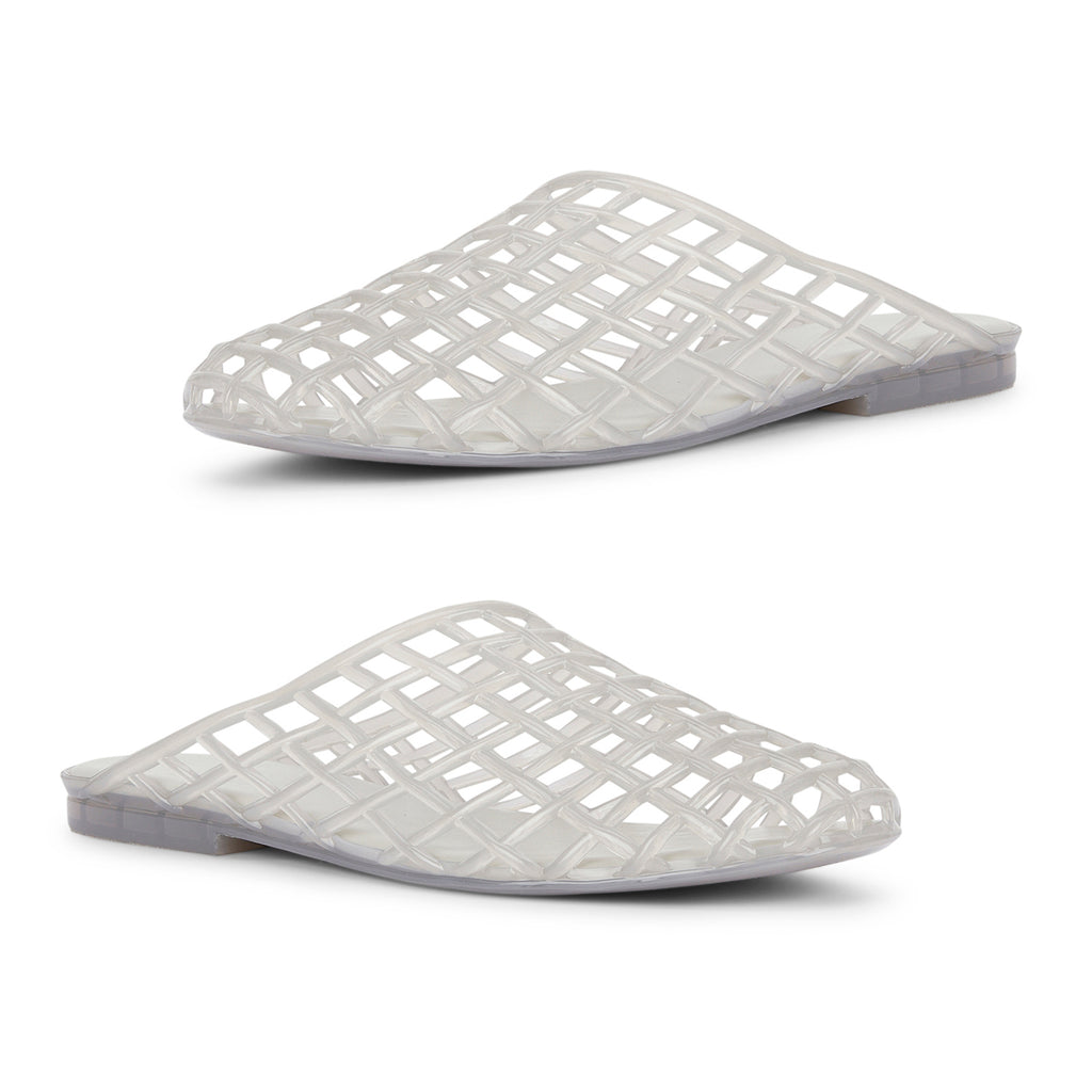 Womens MXP1 Water-Resistant Laser Cut Slip-On Flat Mules (Size 5) - Grey_8751838_1