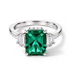 Luxuriant - Lab Grown Columbian Emerald & Lab Grown Diamond (SI/G-H) Ring in Rhodium Overlay Sterling Silver 3.35 Ct._8752496