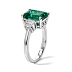 Luxuriant - Lab Grown Columbian Emerald & Lab Grown Diamond (SI/G-H) Ring in Rhodium Overlay Sterling Silver 3.35 Ct._8752496_3