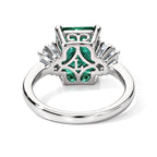 Luxuriant - Lab Grown Columbian Emerald & Lab Grown Diamond (SI/G-H) Ring in Rhodium Overlay Sterling Silver 3.35 Ct._8752496_4