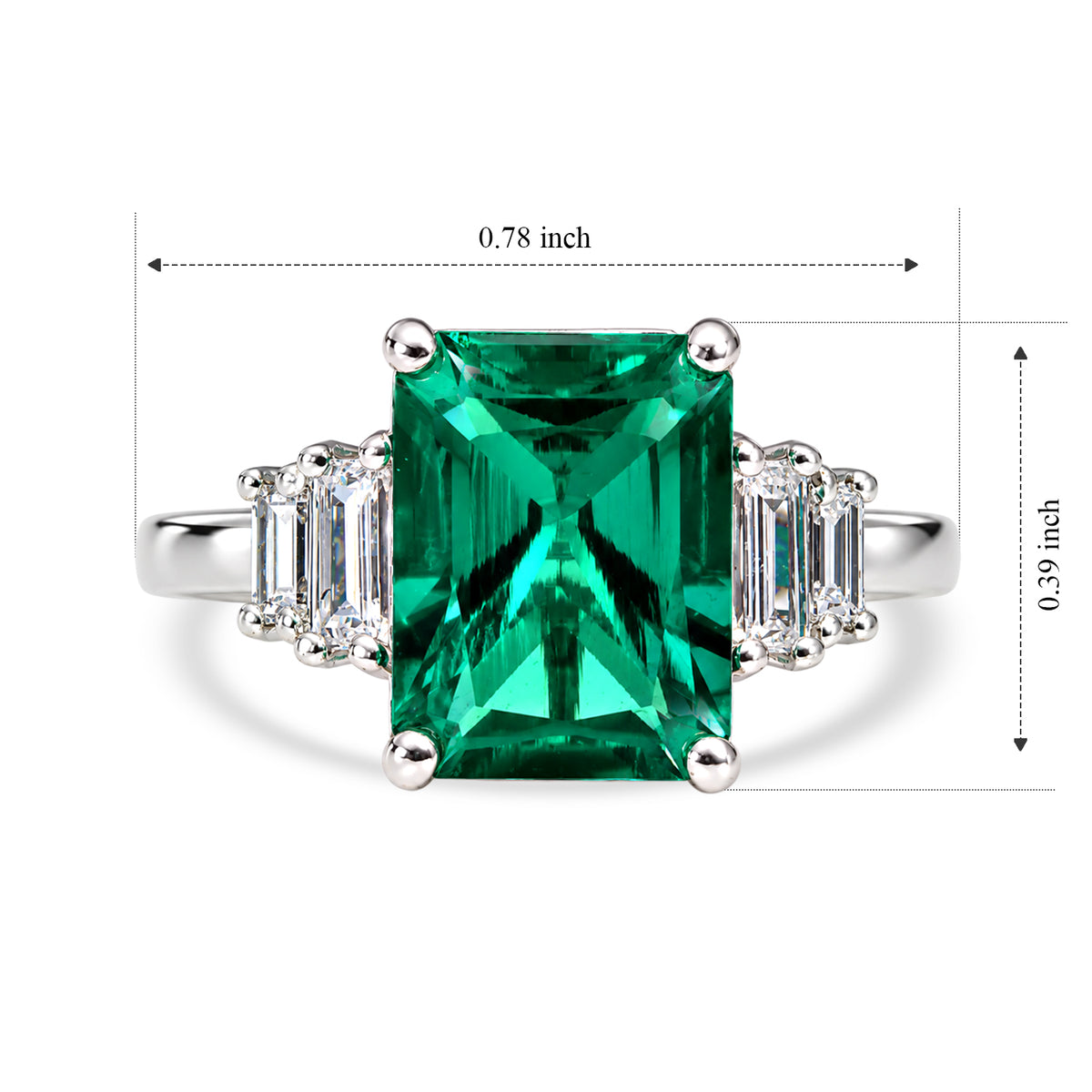 Luxuriant - Lab Grown Columbian Emerald &amp; Lab Grown Diamond (SI-G-H) Ring in Rhodium Overlay Sterling Silver 3.35 Ct. 8752496 5