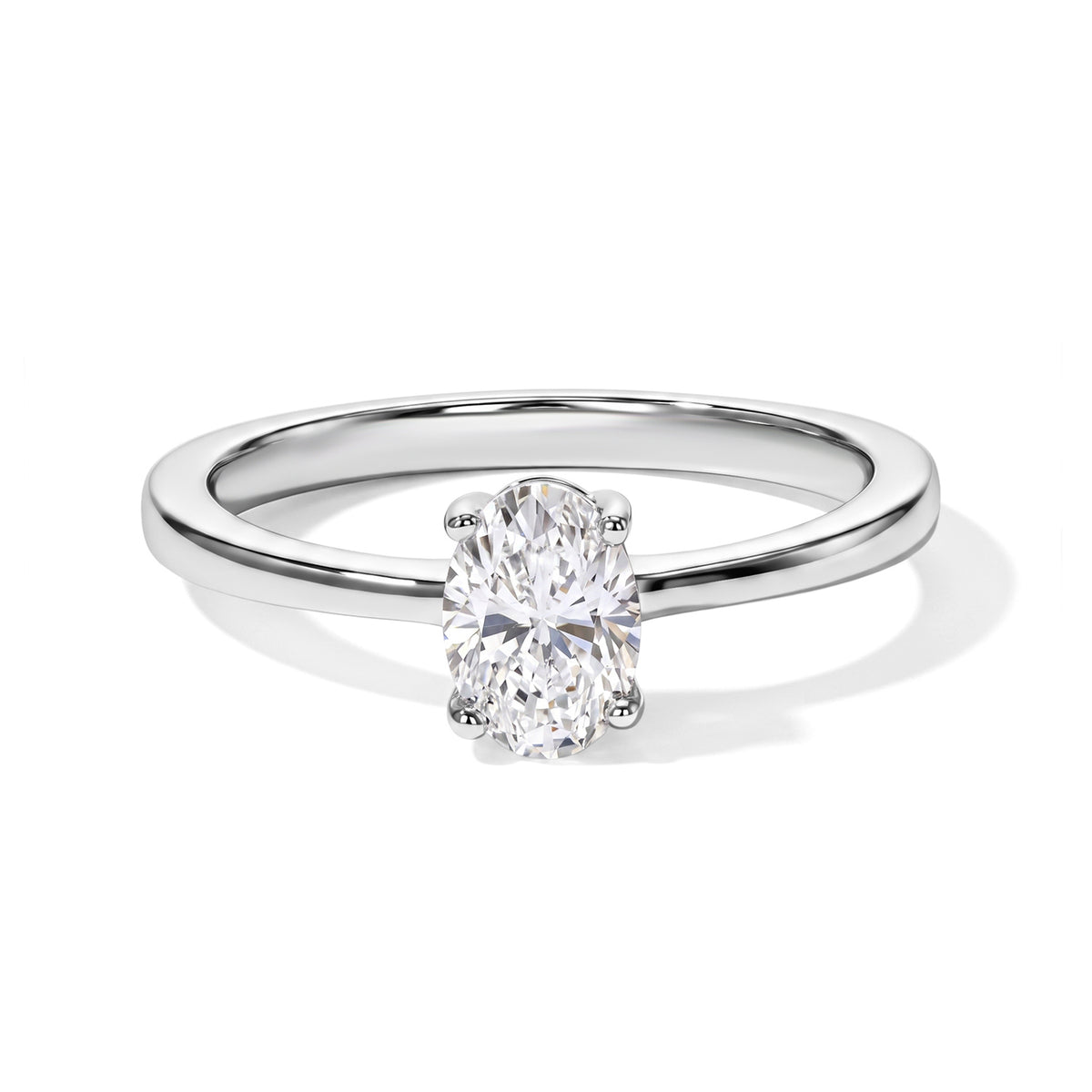 D'Joy - Moissanite Solitaire Ring in Rhodium Overlay Sterling Silver 8752801 0
