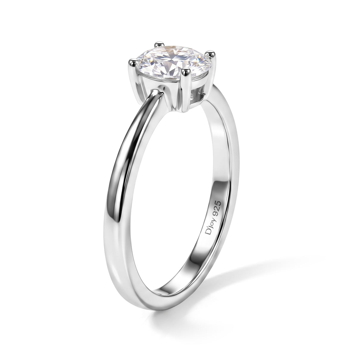 D'Joy - Moissanite Solitaire Ring in Rhodium Overlay Sterling Silver 8752801 4