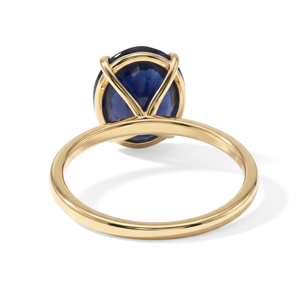Luxoro - 9K Yellow Gold AAA Diffused Blue Sapphire Solitaire Ring 7.50 Ct._8753232_4