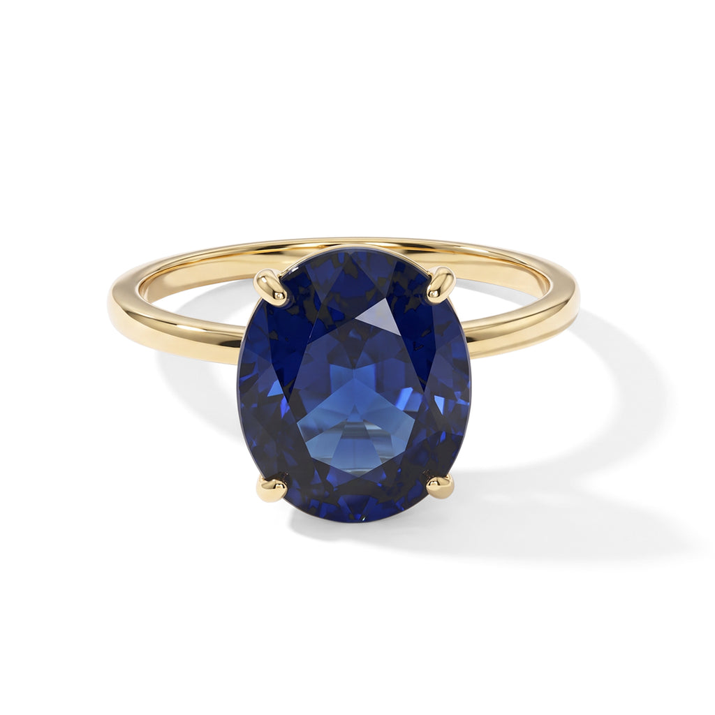 Luxoro - 9K Yellow Gold AAA Diffused Blue Sapphire Solitaire Ring 7.50 Ct._8753236