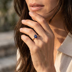 Luxoro - 9K Yellow Gold AAA Diffused Blue Sapphire Solitaire Ring 7.50 Ct._8753236_1
