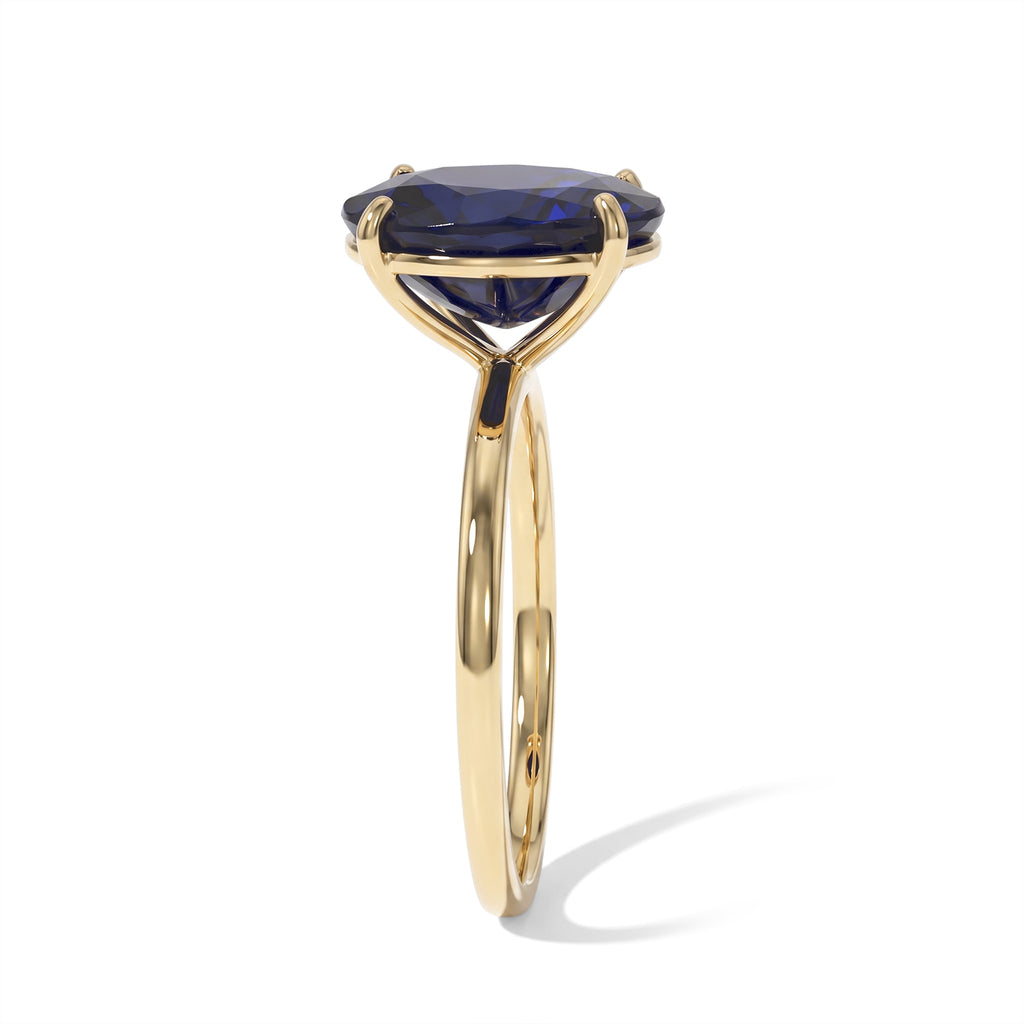 Luxoro - 9K Yellow Gold AAA Diffused Blue Sapphire Solitaire Ring 7.50 Ct._8753236_3
