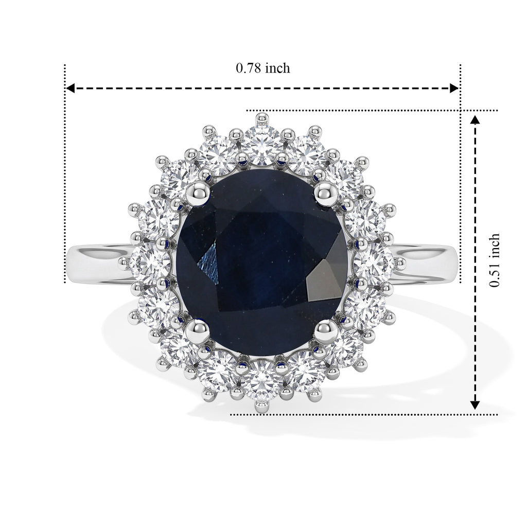 Luxuriant - AAA Diffused Blue Sapphire & Lab Grown Diamond (SI/G-H) Ring in Rhodium Overlay Sterling Silver 2.82 Ct._8753281_5