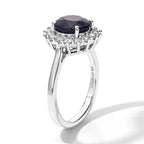 Luxuriant - AAA Diffused Blue Sapphire & Lab Grown Diamond (SI/G-H) Ring in Rhodium Overlay Sterling Silver 2.82 Ct._8753284_3