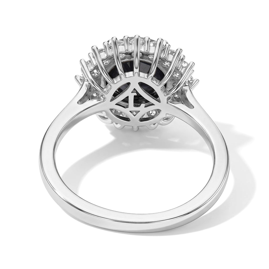 Luxuriant - AAA Diffused Blue Sapphire & Lab Grown Diamond (SI/G-H) Ring in Rhodium Overlay Sterling Silver 2.82 Ct._8753284_4