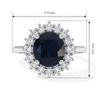 Luxuriant - AAA Diffused Blue Sapphire & Lab Grown Diamond (SI/G-H) Ring in Rhodium Overlay Sterling Silver 2.82 Ct._8753284_5