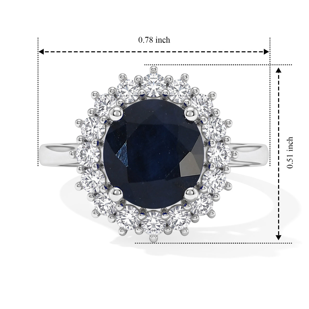 The Royal Blue- AAA Kwai Blue Sapphire &amp; Lab Grown Diamond (SI-G-H) Halo Ring in Rhodium Overlay Sterling Silver 2.82 Ct. 8753284 6