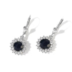 Luxuriant - AAA Diffused Blue Sapphire & Lab Grown Diamond (SI/G-H) Earring with Lever Back in Rhodium Overlay Sterling Silver 3.88 Ct._8753291
