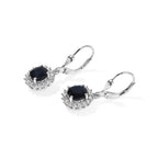 Luxuriant - AAA Diffused Blue Sapphire & Lab Grown Diamond (SI/G-H) Earring with Lever Back in Rhodium Overlay Sterling Silver 3.88 Ct._8753291_3