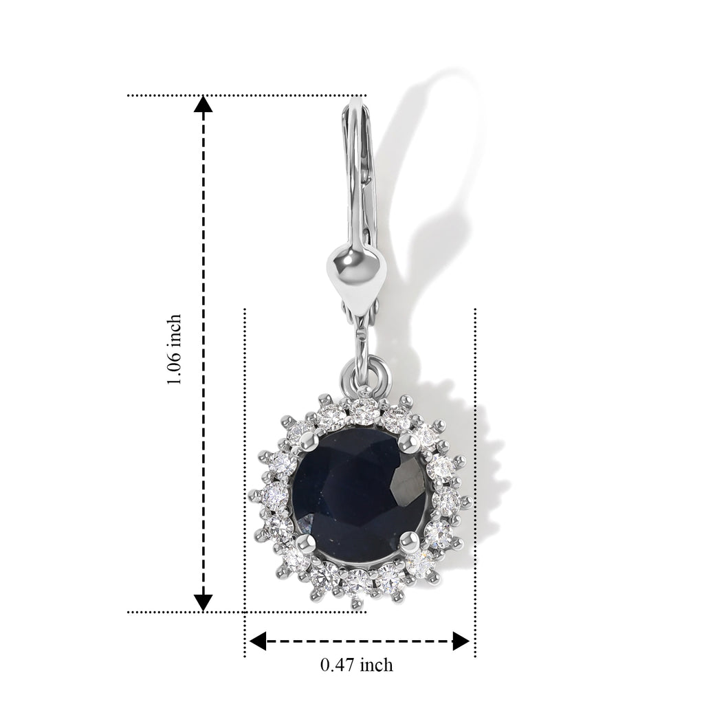 Luxuriant - AAA Diffused Blue Sapphire & Lab Grown Diamond (SI/G-H) Earring with Lever Back in Rhodium Overlay Sterling Silver 3.88 Ct._8753291_4
