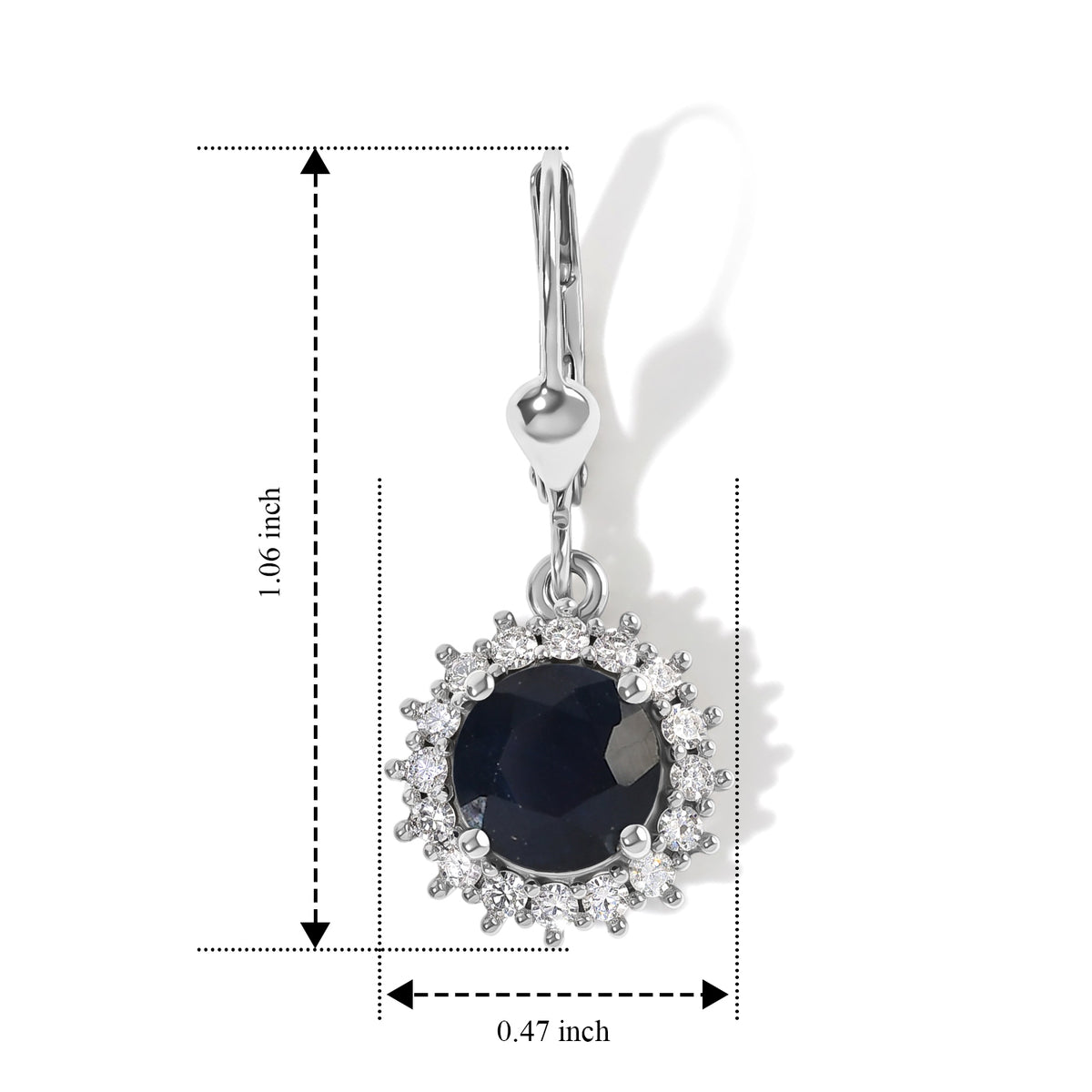 The Royal Blue - AAA Kwai Blue Sapphire &amp; Lab Grown Diamond (SI/G-H) Halo Earring with Lever Back in Rhodium Overlay Sterling Silver 3.88 Ct. 8753291 5