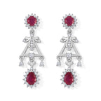 D'Joy - AAA African Ruby & White Zircon Dangling Earring with Push Post in Rhodium Overlay Sterling Silver 5.26 Ct._8753326