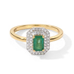 D'Joy - AAA Gemfields Zambian Emerald & White Zircon Ring in 18K Vermeil Yellow Gold Plated Sterling Silver 2.90 Ct._8753444