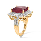 D'Joy - African Ruby & Moissanite Halo Ring in 18K Vermeil Yellow Gold Plated Sterling Silver 11.85 Ct._8753717_3