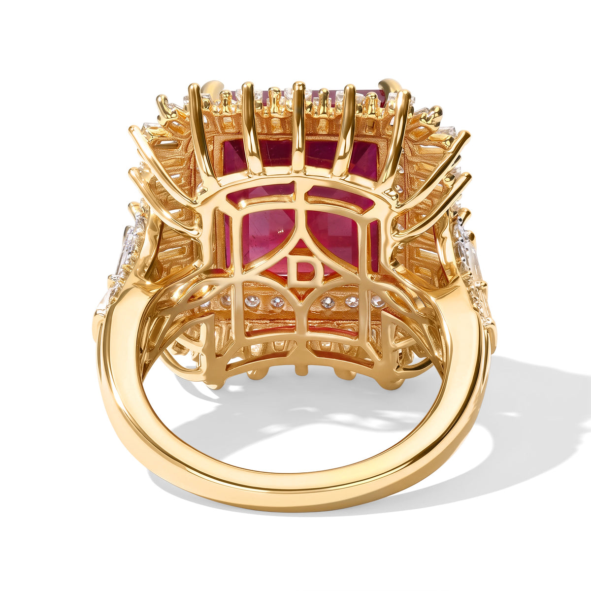 D'Joy - African Ruby &amp; Moissanite Halo Ring in 18K Vermeil Yellow Gold Plated Sterling Silver 11.85 Ct. 8753717 4