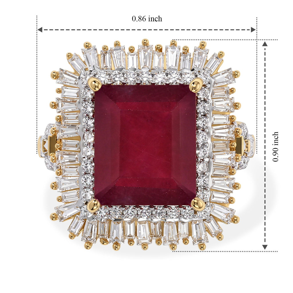 D'Joy - African Ruby & Moissanite Halo Ring in 18K Vermeil Yellow Gold Plated Sterling Silver 11.85 Ct._8753717_5
