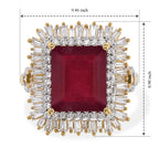 D'Joy - African Ruby & Moissanite Halo Ring in 18K Vermeil Yellow Gold Plated Sterling Silver 11.85 Ct._8753717_5