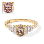 D'Joy - Turkizite & Natural White Diamond Ballerina Ring in 18K Vermeil Yellow Gold Plated Sterling Silver 1.10 Ct._8753728
