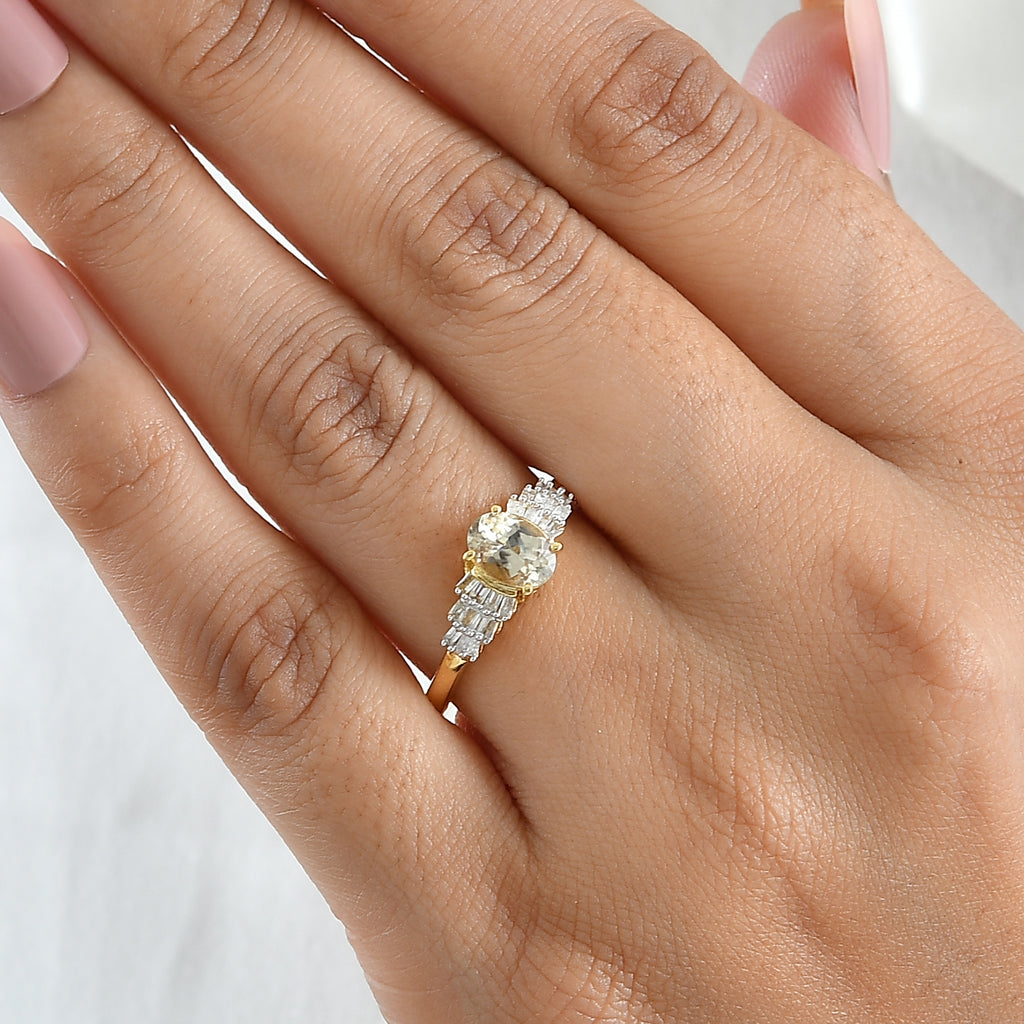 D'Joy - Turkizite & Natural White Diamond Ballerina Ring in 18K Vermeil Yellow Gold Plated Sterling Silver 1.10 Ct._8753728_1