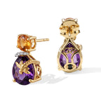 GP - AAA African Amethyst, Citrine, White Zircon & Blue Sapphire Earring with Push Post in Yellow Gold Plated Sterling Silver 5.30 Ct._8754202_3