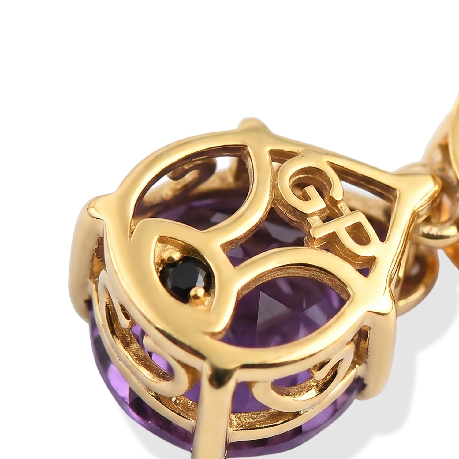 GP - AAA African Amethyst, Citrine, White Zircon &amp; Blue Sapphire Earring with Push Post in Yellow Gold Plated Sterling Silver 5.30 Ct. 8754202 4