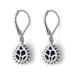 Luxuriant - Diffused Blue Sapphire & Lab Grown Diamond Halo Earring with Lever Back in Rhodium Overlay Sterling Silver 4.20 Ct._8754401_4