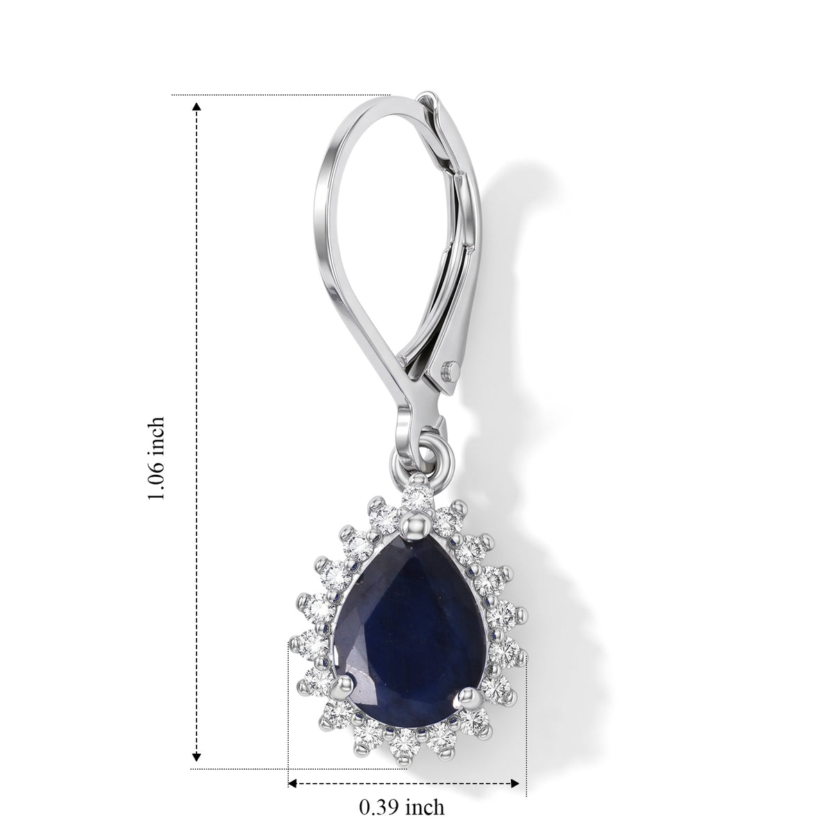 Luxuriant - Kwai Blue Sapphire &amp; Lab Grown Diamond Halo Earring with Lever Back in Rhodium Overlay Sterling Silver 4.20 Ct. 8754401 5