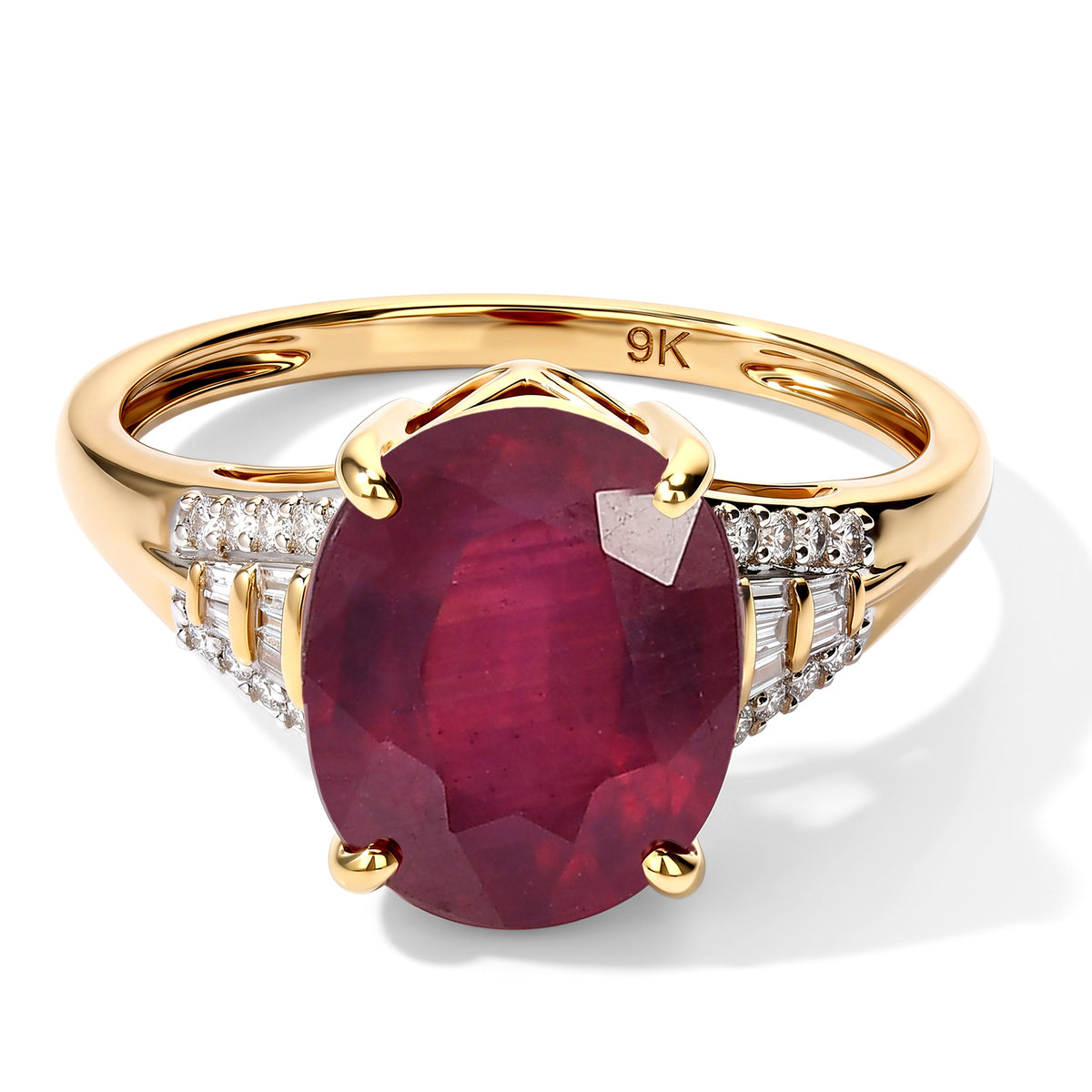 9K Yellow Gold AAA African Ruby &amp; White Diamond Ring 5.45 Ct. 8754424 0