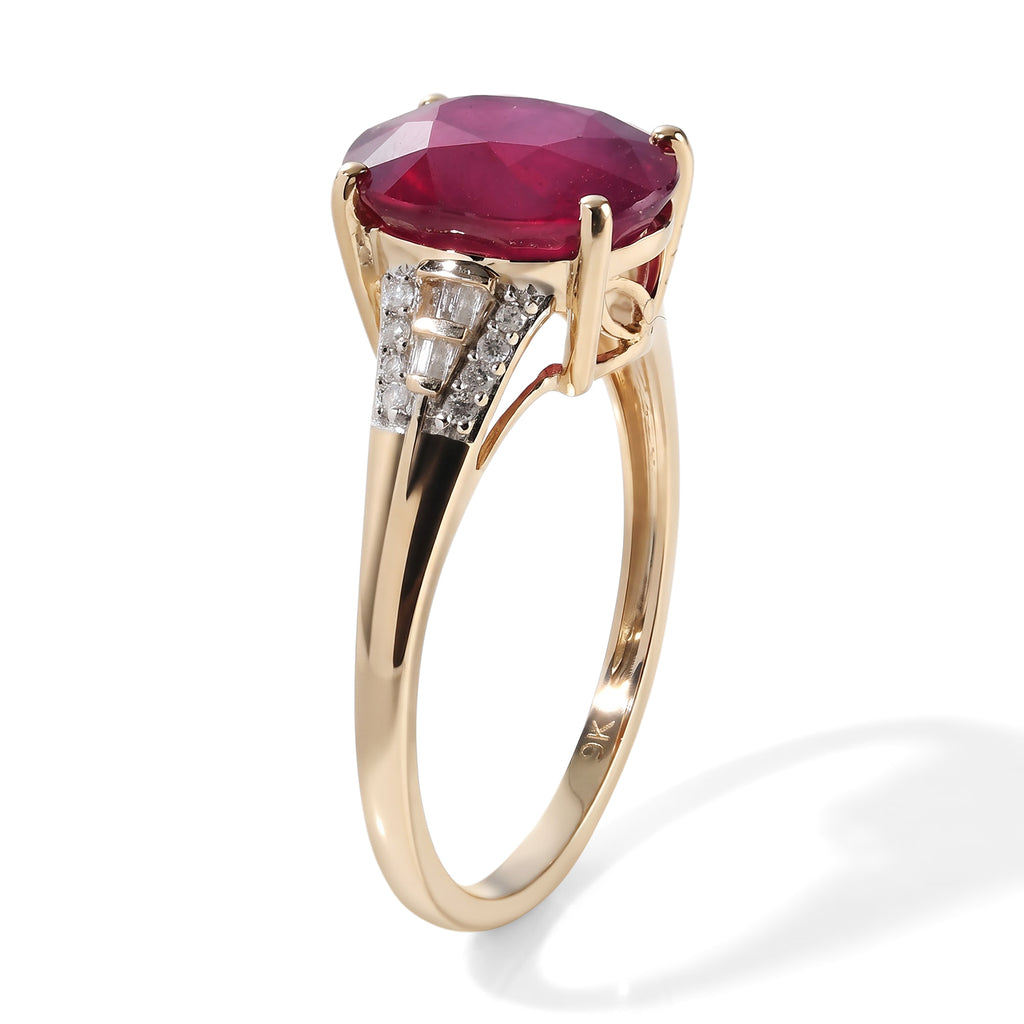 9K Yellow Gold AAA African Ruby & Natural White Diamond Ring 5.50 Ct._8754466_2