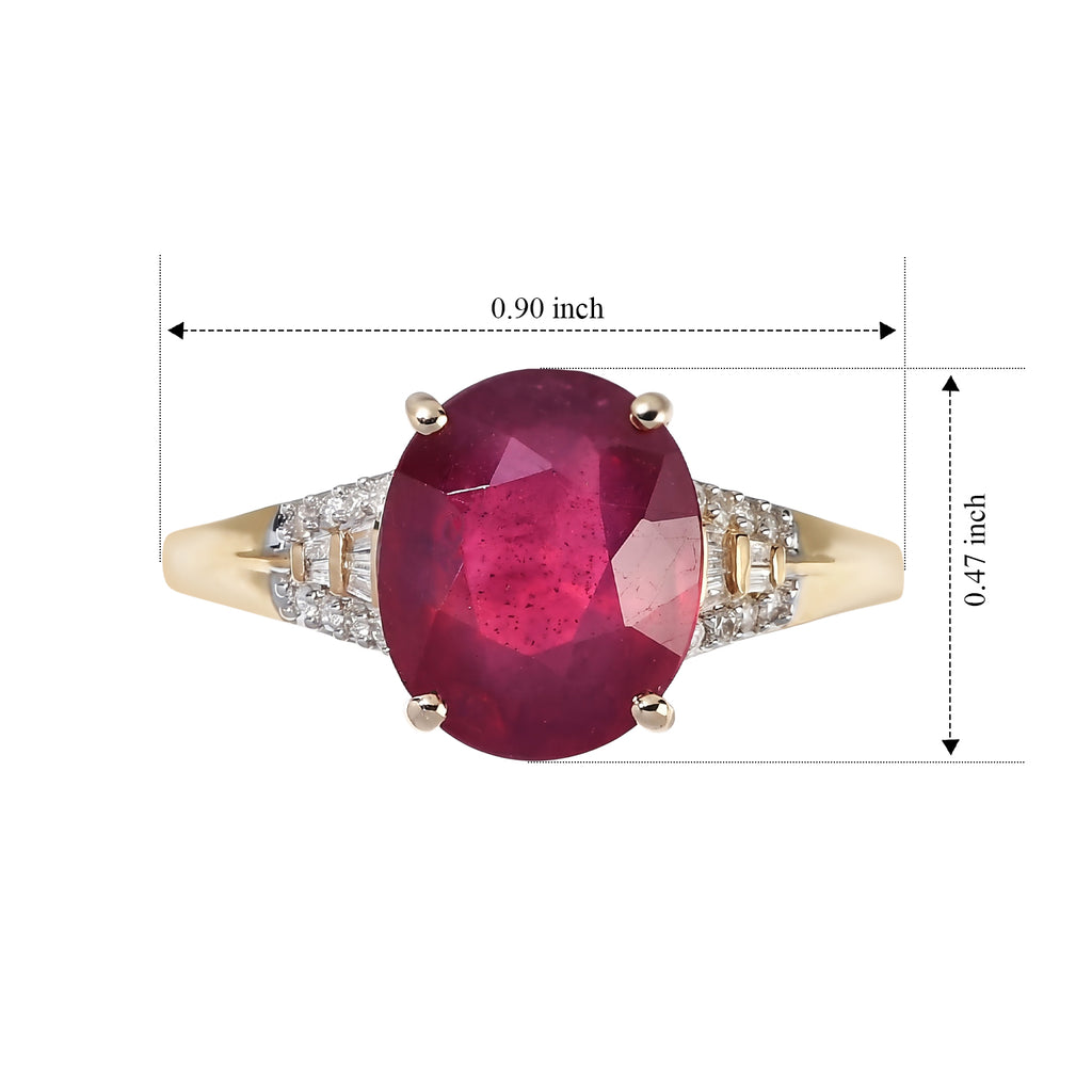 9K Yellow Gold AAA African Ruby & Natural White Diamond Ring 5.50 Ct._8754466_3