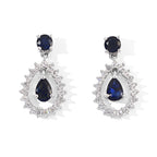 D'Joy - AAA Diffused Blue Sapphire & White Zircon Dangling Earring with Push Post in Platinum Overlay Sterling Silver 2.40 Ct._8754546