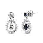 D'Joy - AAA Diffused Blue Sapphire & White Zircon Dangling Earring with Push Post in Platinum Overlay Sterling Silver 2.40 Ct._8754546_3