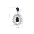 D'Joy - AAA Diffused Blue Sapphire & White Zircon Dangling Earring with Push Post in Platinum Overlay Sterling Silver 2.40 Ct._8754546_4