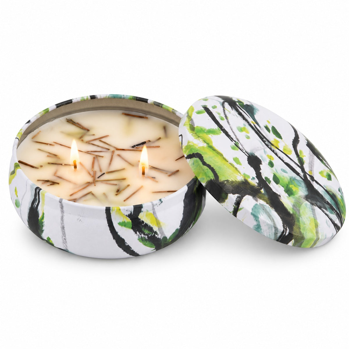 Scented Soy Wax Decorative Tin Candle With Botanical (230g) - Cedar Wood 8754550 0