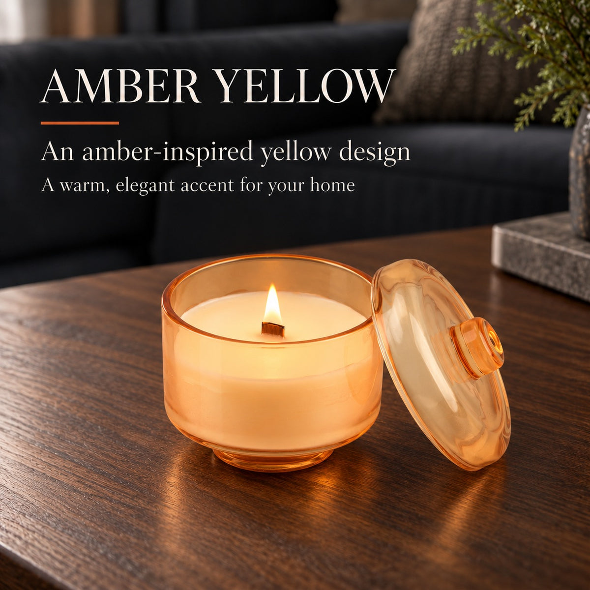Scented Soy Wax Glass Cloche Jar Candle (720G) - Amber-Yellow 8754565 1