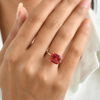 Luxuriant 9K Yellow Gold AA Lab Created Padparadscha Sapphire Solitaire Ring, Gold Wt.2 Gms  6.725  Ct._8754641_1