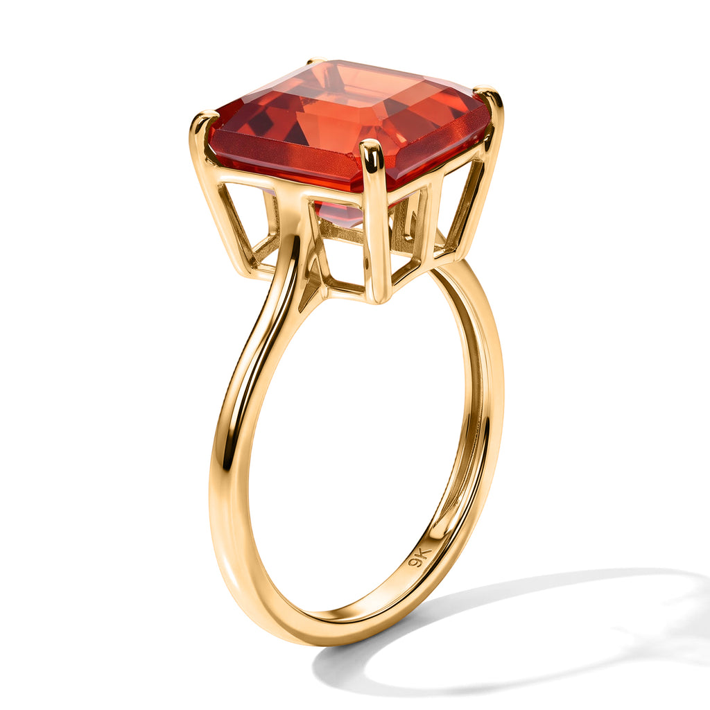 Luxuriant 9K Yellow Gold AA Lab Created Padparadscha Sapphire Solitaire Ring, Gold Wt.2 Gms  6.725  Ct._8754641_2