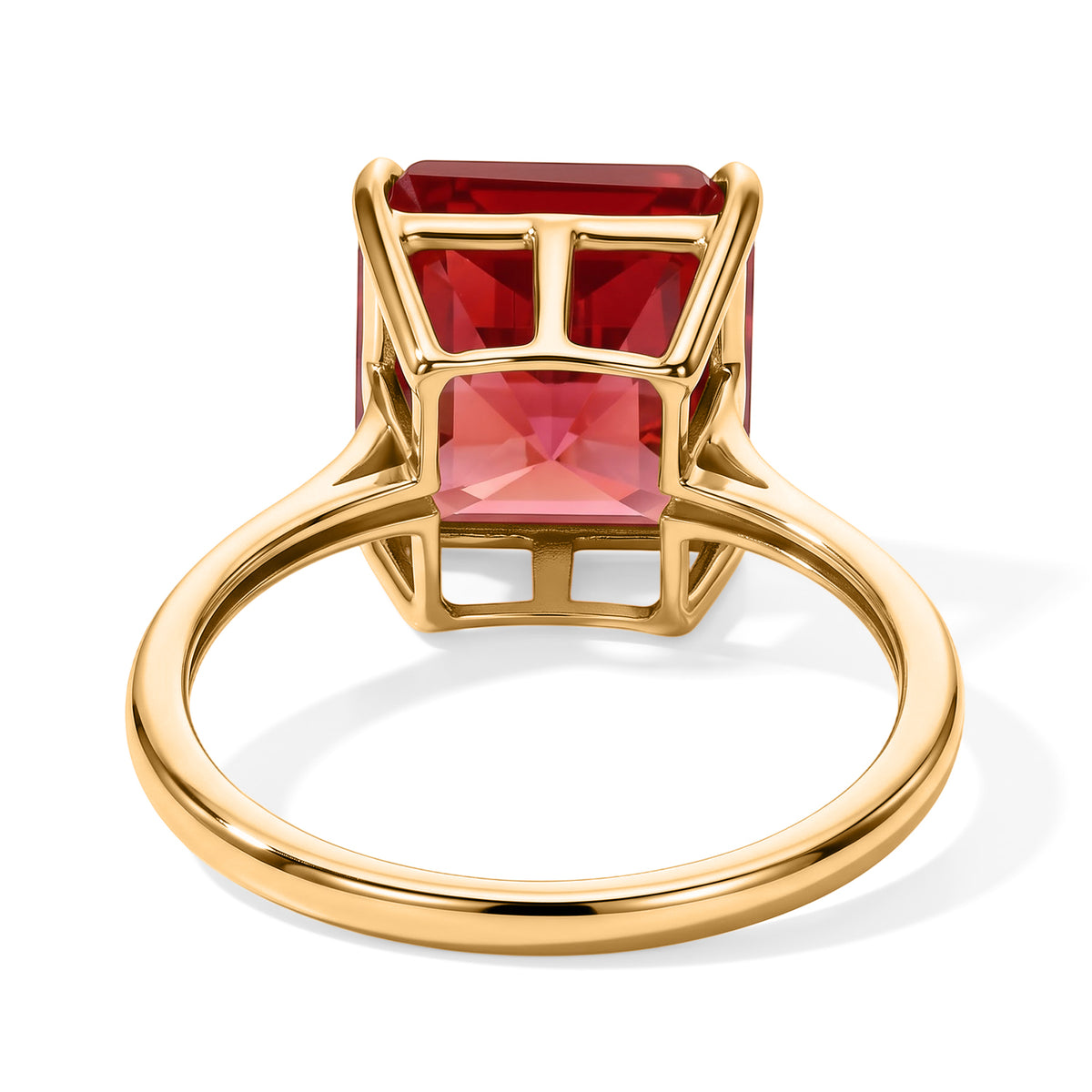 Luxuriant - 9K Yellow Gold Lab Created Padparadscha Sapphire Solitaire Ring 6.72 Ct. 8754641 3
