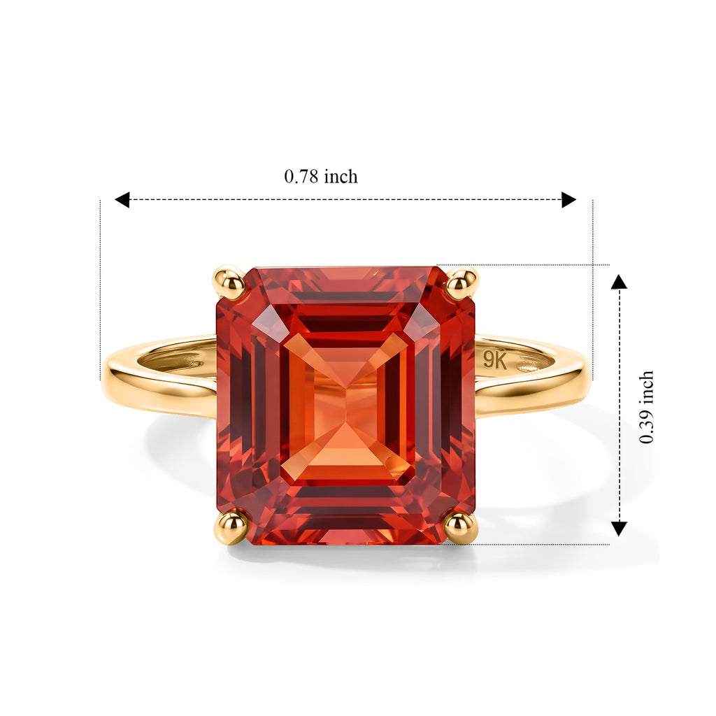 Luxuriant 9K Yellow Gold AA Lab Created Padparadscha Sapphire Solitaire Ring, Gold Wt.2 Gms  6.725  Ct._8754641_4