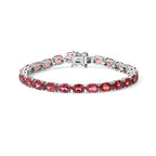 Luxuriant - Lab Created Padparadscha Sapphire Bracelet (Size - 7) with GB Lock Box in Rhodium Overlay Sterling Silver 26.10 Ct, Silver Wt.10.80 Gms_8754721
