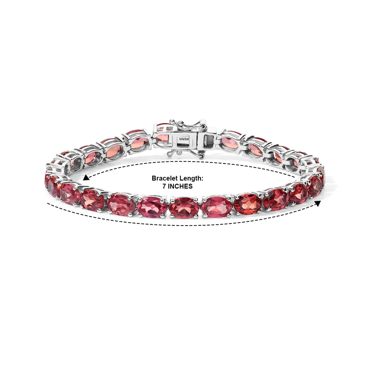 Luxuriant - Lab Created Padparadscha Sapphire Bracelet (Size - 7) with GB Lock Box in Rhodium Overlay Sterling Silver 26.10 Ct, Silver Wt.10.80 Gms 8754721 4