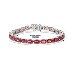 Luxuriant - Lab Created Padparadscha Sapphire Bracelet (Size - 7) with GB Lock Box in Rhodium Overlay Sterling Silver 26.10 Ct, Silver Wt.10.80 Gms_8754721_4