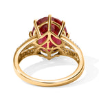 Luxuriant Lab Created Padparadscha Sapphire, Lab Grown Diamond Main Stone With Side Stone Ring in 18K YG VermeilSterling Silver  7.048  Ct._8754732_3